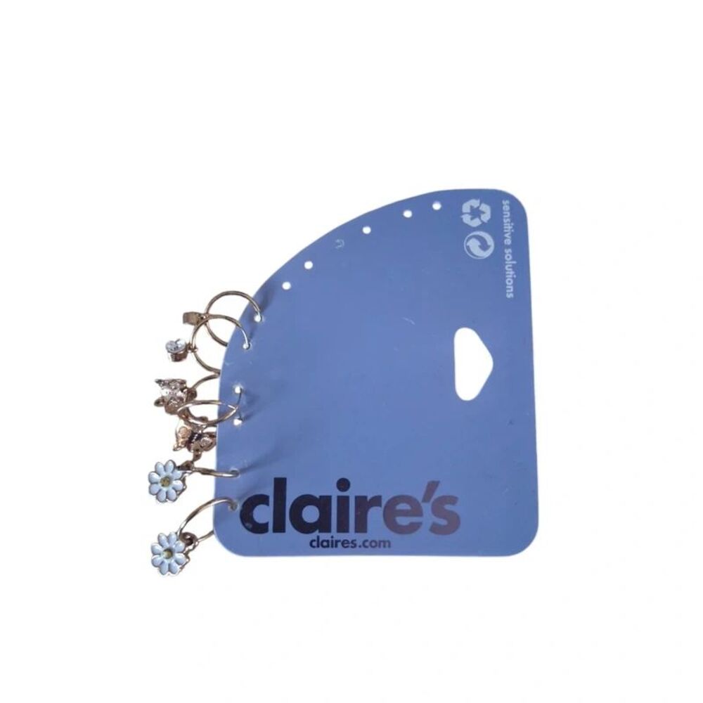 Claire's Sensitive Solutions Gold Toned Mini Hoop Fashion Earrrings Bundle of 3